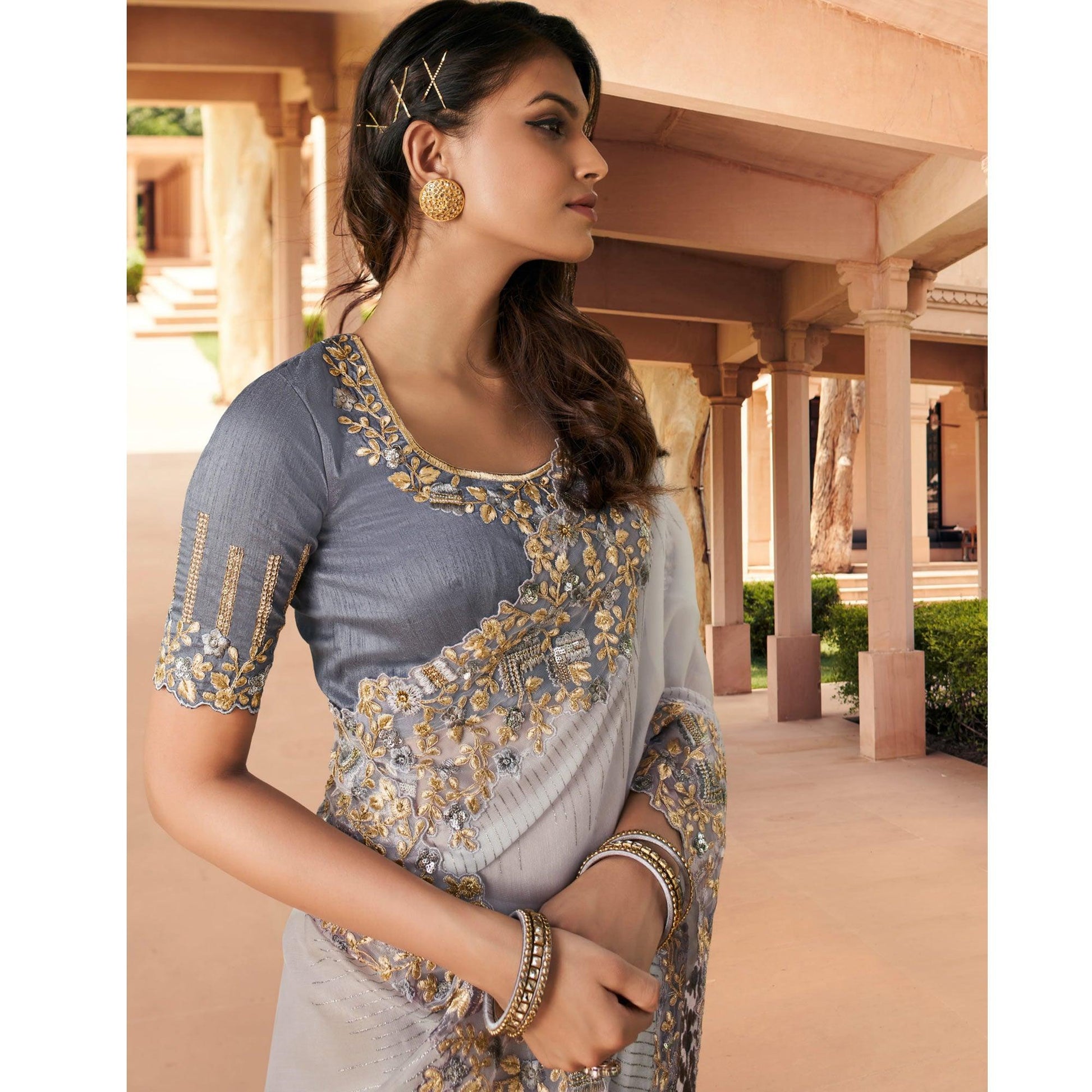 grey-partywear-foil-print-embroidered-organza-saree-121222