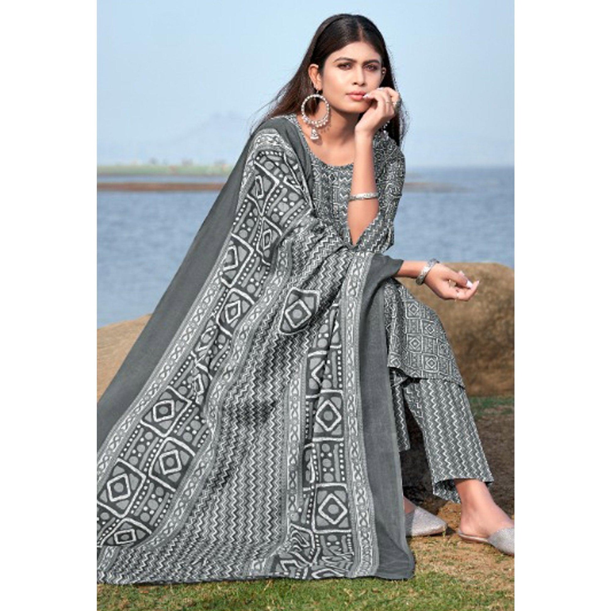 grey-geometric-printed-pure-cotton-kurti-pant-set-144744
