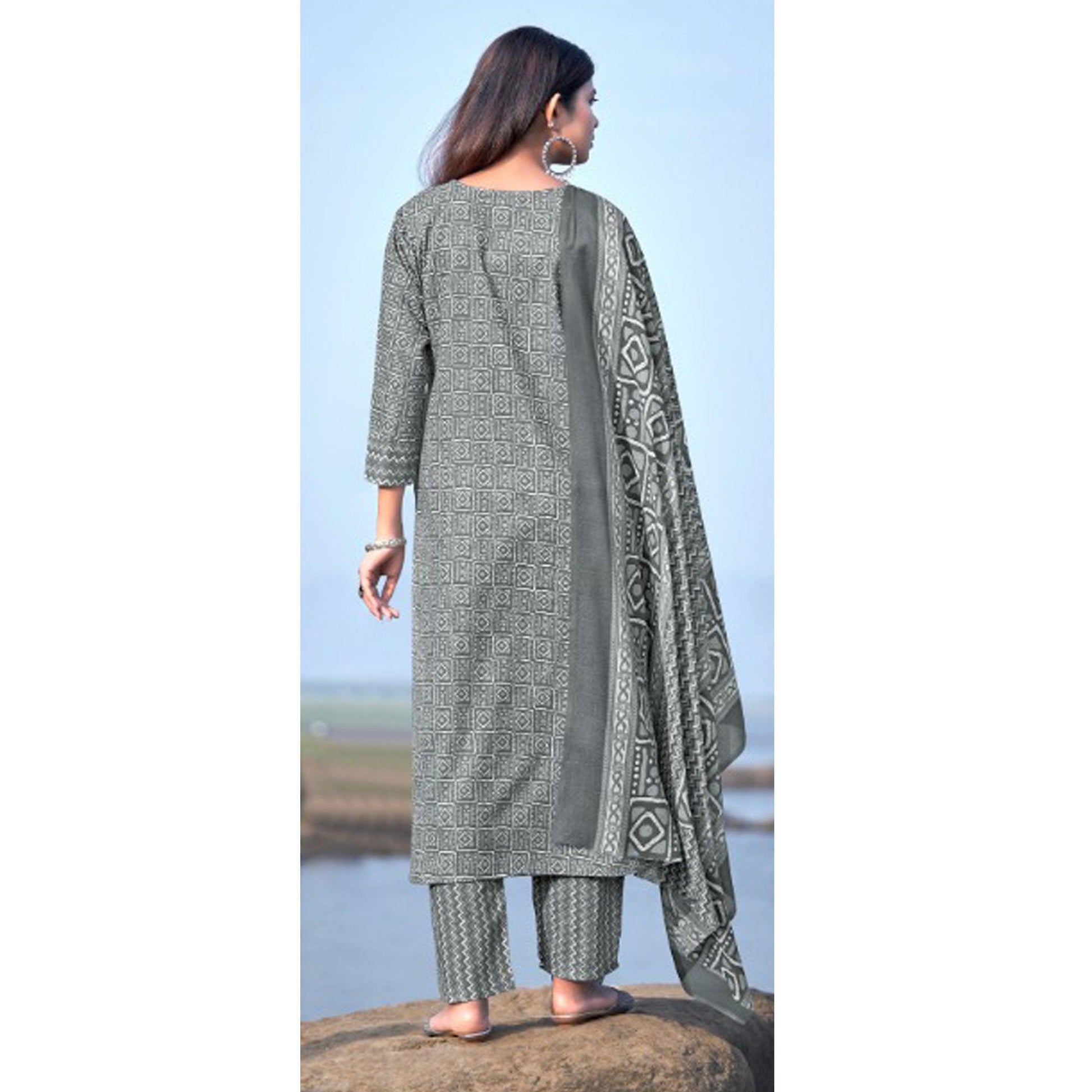 grey-geometric-printed-pure-cotton-kurti-pant-set-144744