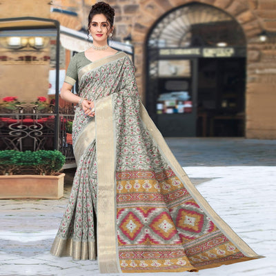 grey-ikkat-printed-dola-silk-saree