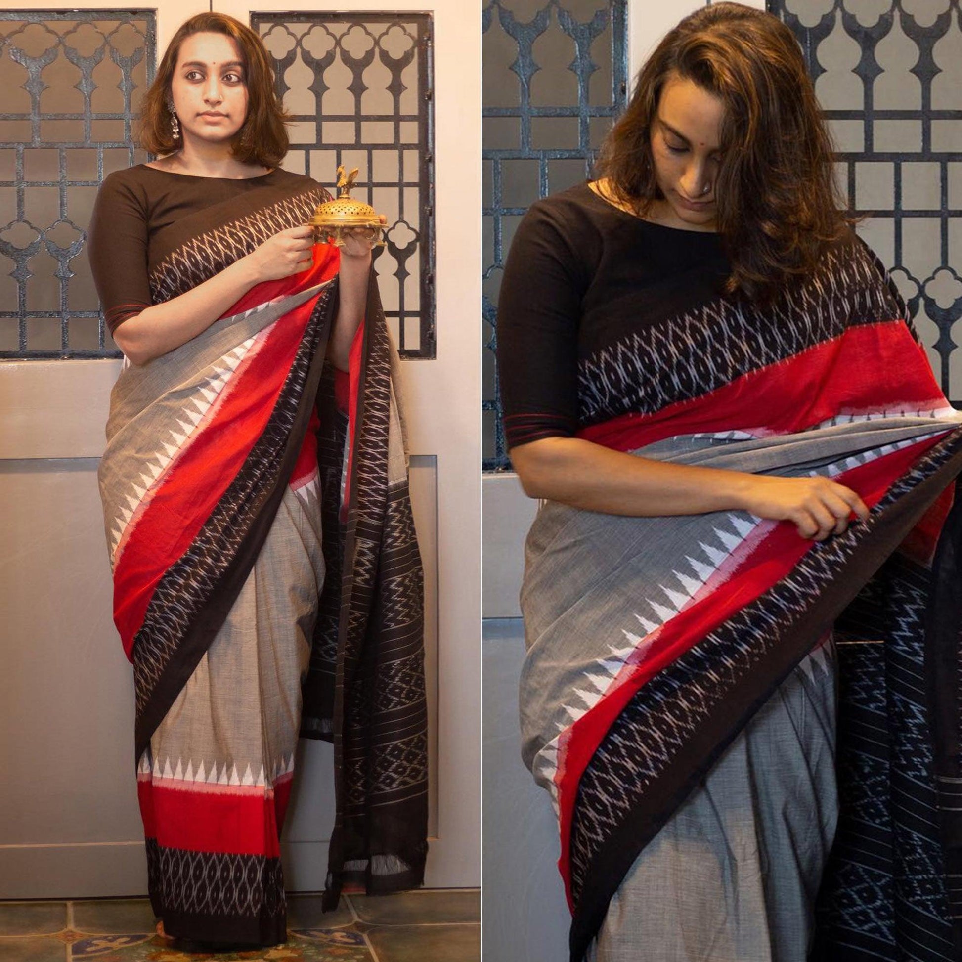 grey-ikkat-printed-linen-saree-145205