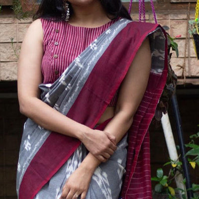 grey-ikkat-printed-linen-saree-145199