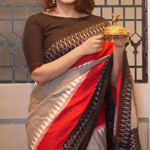 grey-ikkat-printed-linen-saree-145205