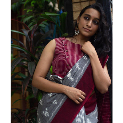 grey-ikkat-printed-linen-saree-145199