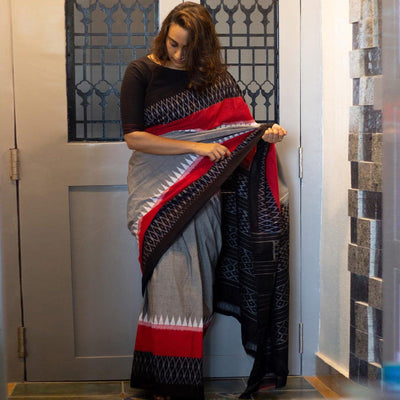 grey-ikkat-printed-linen-saree-145205