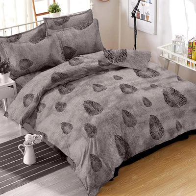 trendy-blue-colored-leaf-printed-cotton-double-bedsheet-with-pillow-cover-57971