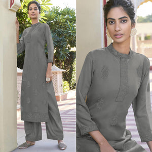 grey-lucknowi-embroidered-georgette-kurti-palazzo-set-143133