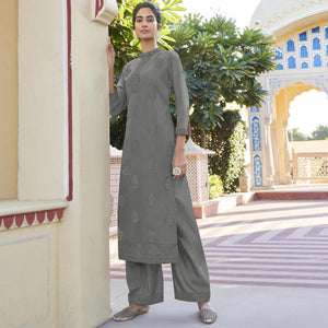 grey-lucknowi-embroidered-georgette-kurti-palazzo-set-143133