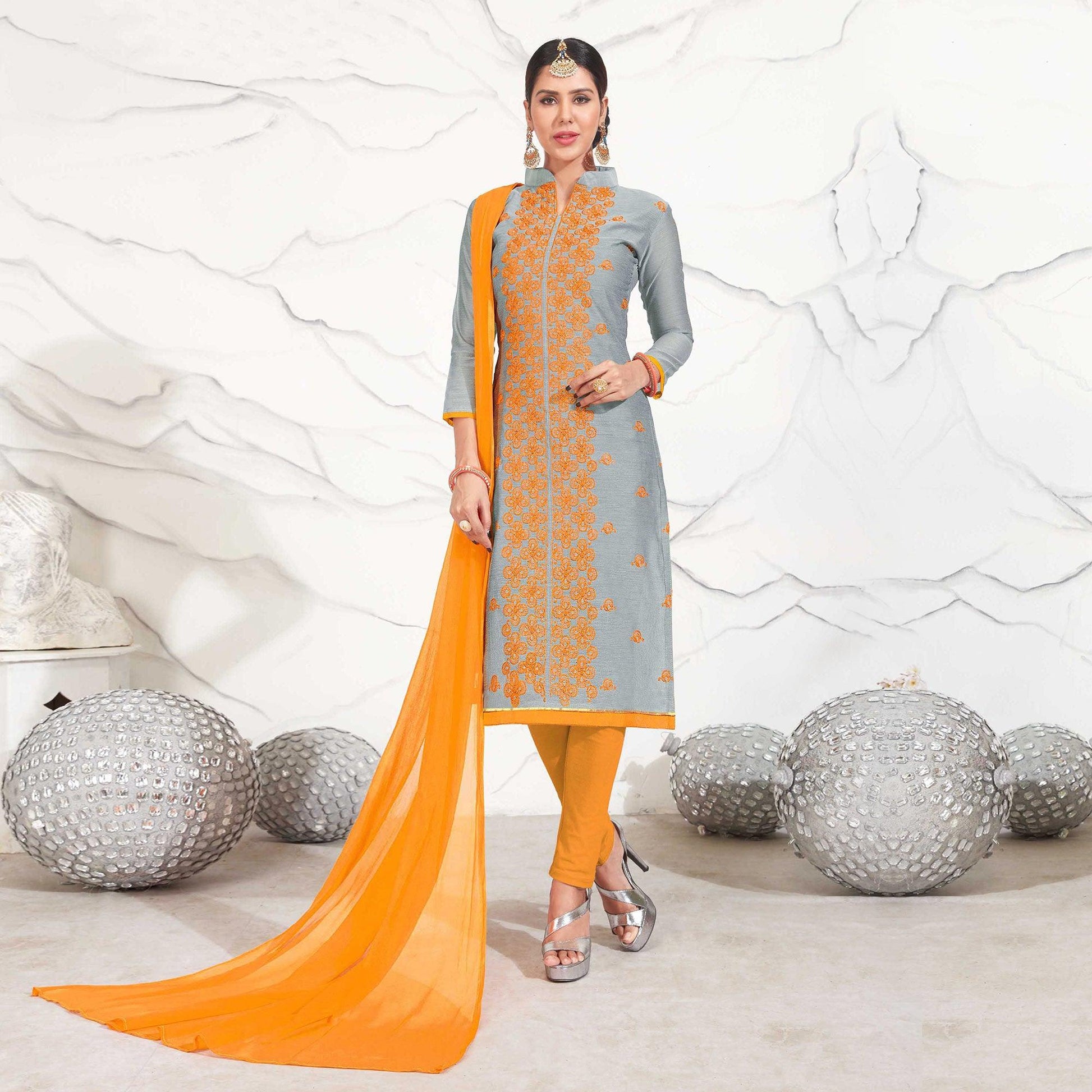grey-orange-embroidered-chanderi-dress-material-11660