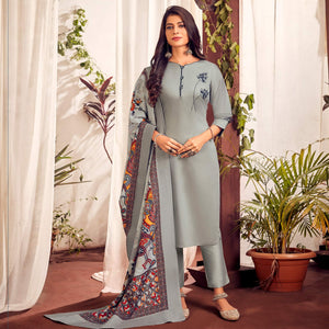 grey-party-wear-embroidered-cotton-kurti-pant-set-with-dupatta-138542
