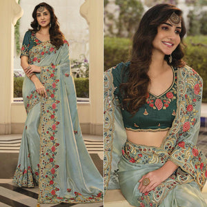 grey-party-wear-embroidered-satin-saree-140054