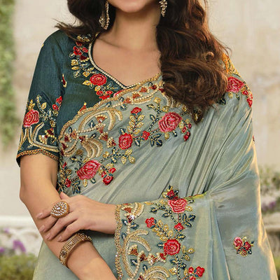 grey-party-wear-embroidered-satin-saree-140054