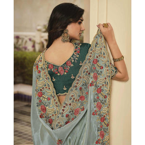 grey-party-wear-embroidered-satin-saree-140054