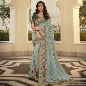 grey-party-wear-embroidered-satin-saree-140054