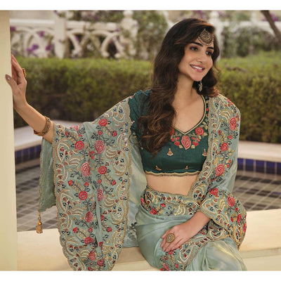 grey-party-wear-embroidered-satin-saree-140054