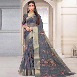 grey-party-wear-floral-digital-printed-with-jacquard-border-soft-georgette-saree-111689