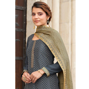 Grey Partywear Embroidered Georgette Partywear Suit