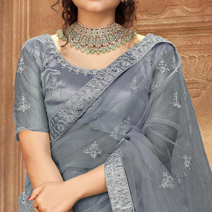 Grey Partywear Multi Sequins Embroidered Net Lehenga Choli