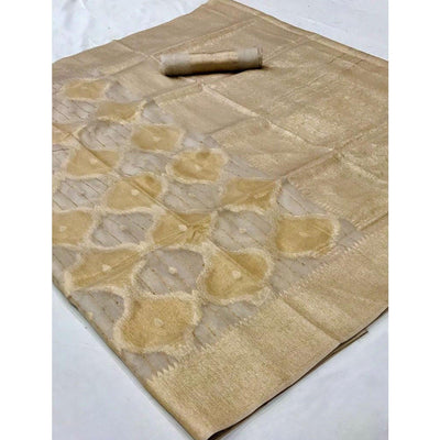 Grey Partywear Wear Woven Chanderi Saree