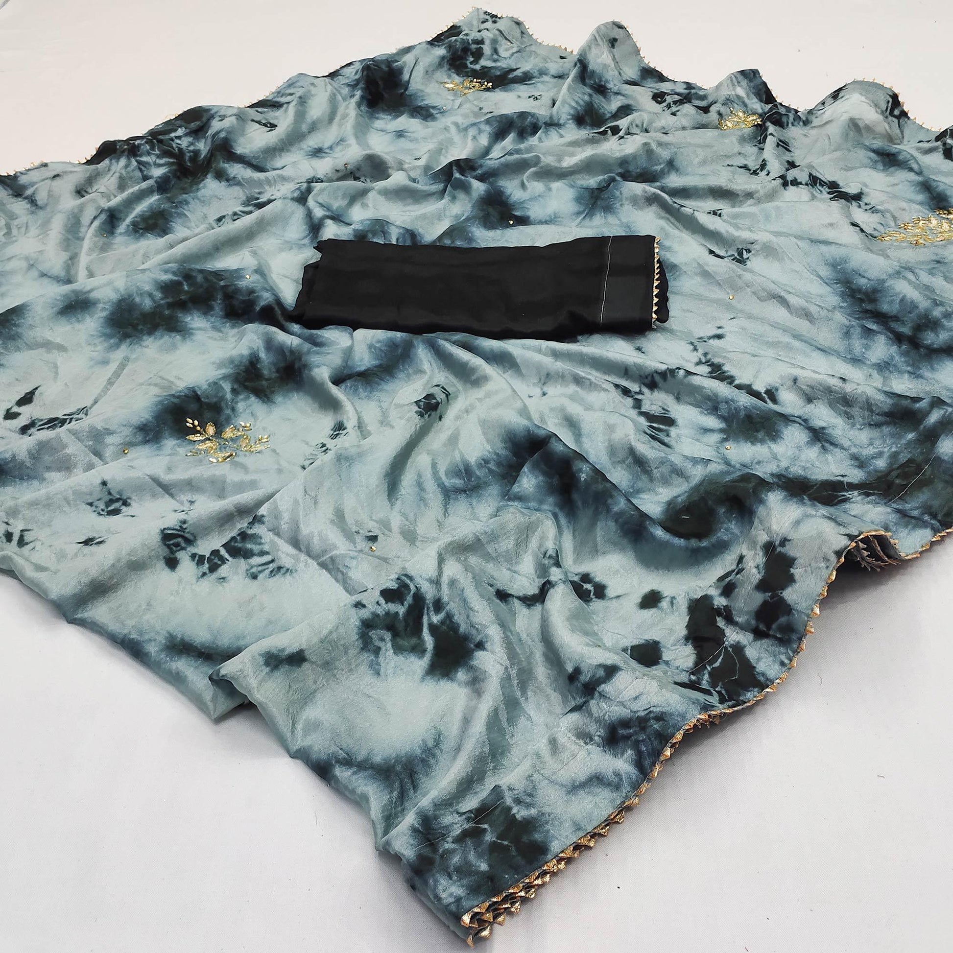 Grey Printed Chiffon Saree