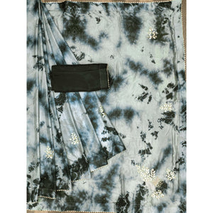 Grey Printed Chiffon Saree