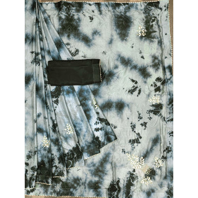 Grey Printed Chiffon Saree