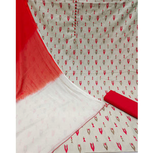 Grey Printed Cotton Dress Material