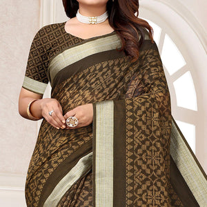 Grey Printed Linen Saree