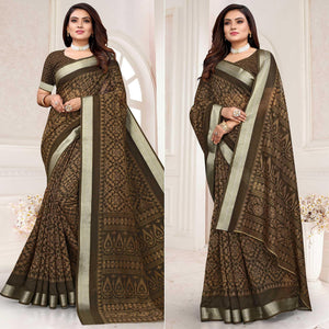 Grey Printed Linen Saree