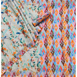 Grey Printed Linen Saree