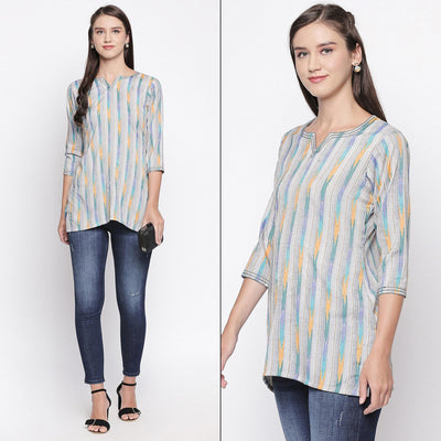 Grey Printed Pure Cotton Top