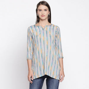 Grey Printed Pure Cotton Top