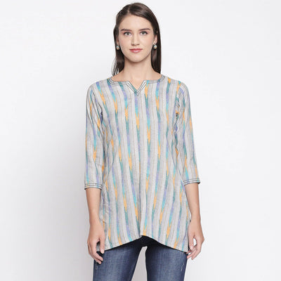 Grey Printed Pure Cotton Top