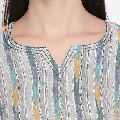 Grey Printed Pure Cotton Top