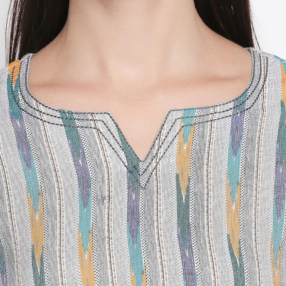 Grey Printed Pure Cotton Top