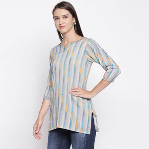 Grey Printed Pure Cotton Top