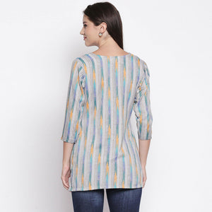 Grey Printed Pure Cotton Top