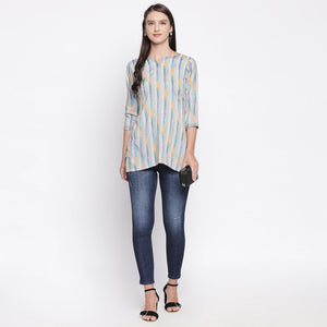 Grey Printed Pure Cotton Top