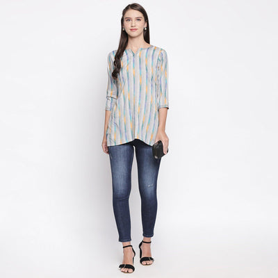 Grey Printed Pure Cotton Top