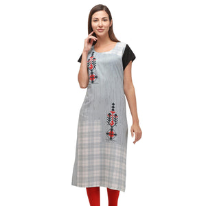 Grey Printed Rayon Kurti