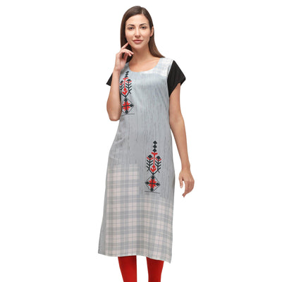 Grey Printed Rayon Kurti
