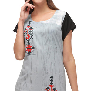 Grey Printed Rayon Kurti