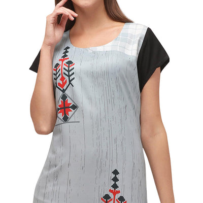 Grey Printed Rayon Kurti