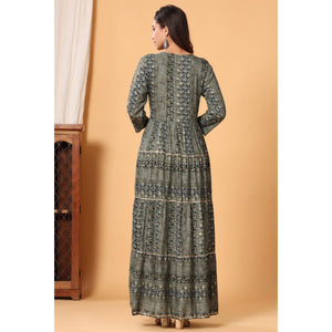Grey Printed Rayon Kurti