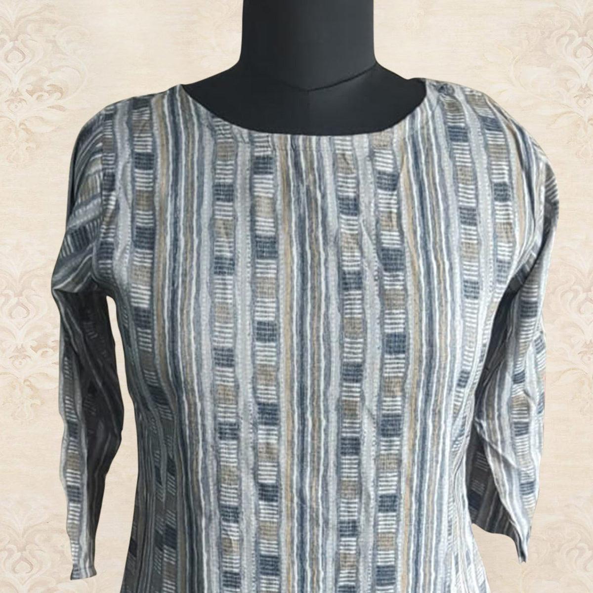 Grey Printed Rayon Top