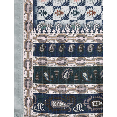 Grey Printed With Sequins Embroidered Cotton Silk Saree
