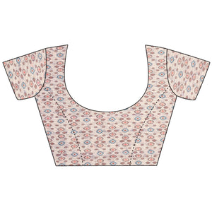 Grey Printed With Sequins Embroidered Cotton Silk Saree