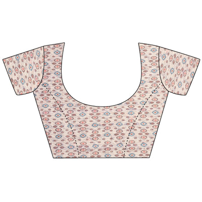 Grey Printed With Sequins Embroidered Cotton Silk Saree