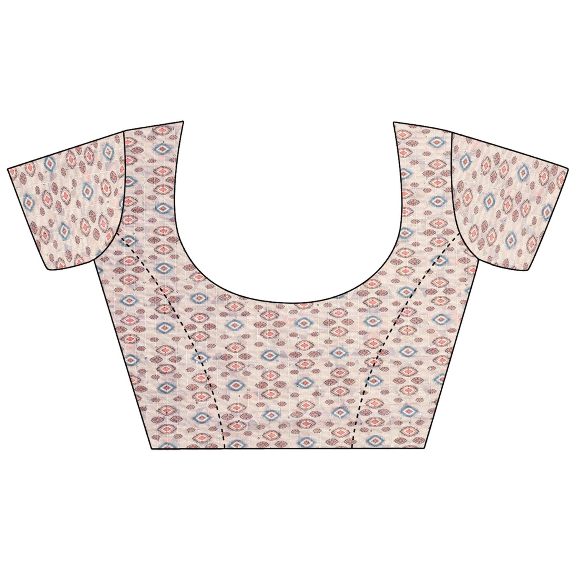 Grey Printed With Sequins Embroidered Cotton Silk Saree