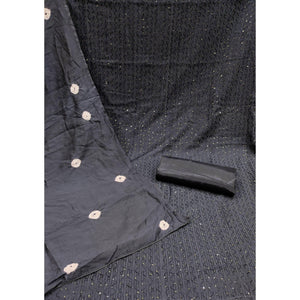 Grey Sequins Embroidered Chanderi Dress Material